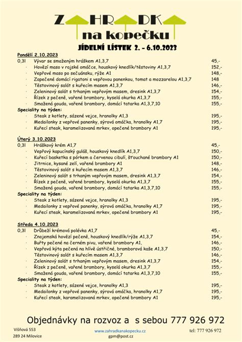 Polední menu – Restaurace Svárov